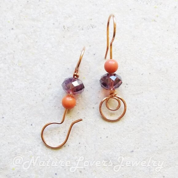 Handmade & One-of-a-Kind Dangle Earrings! Mauve & Mango Tango! Tropical Colors! - Picture 1 of 8